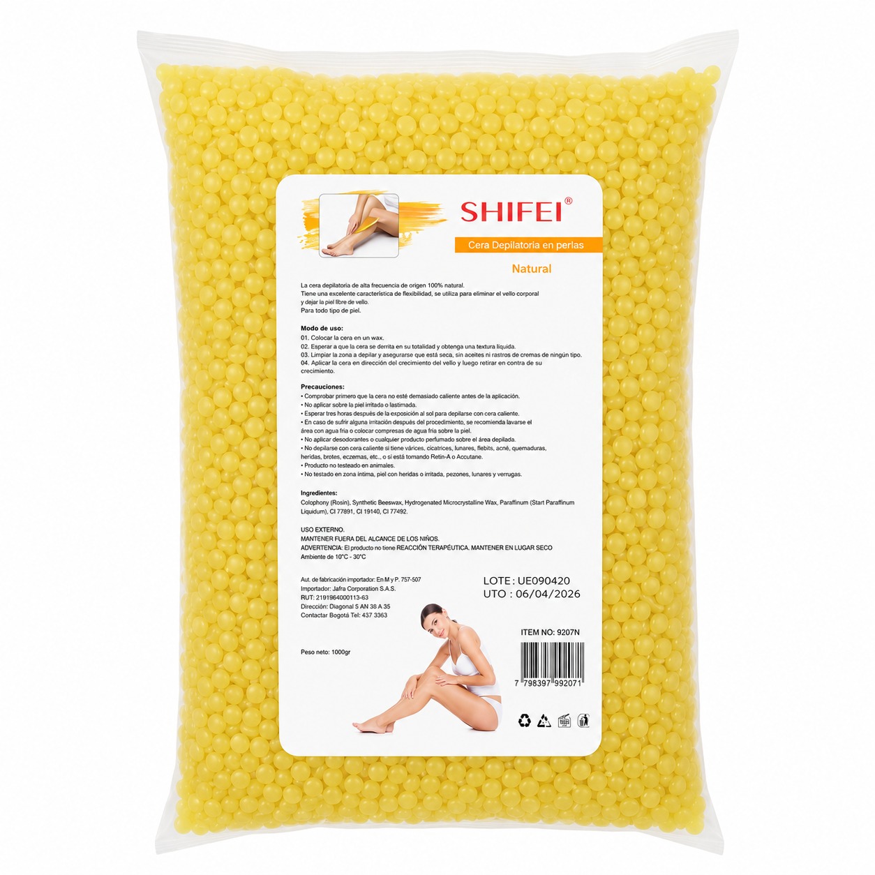 Cera depilatoria en perlas SHIFEI Miel 1kg