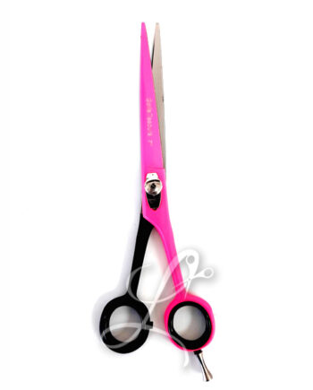 Tijera de corte microdentada 7" rosado y negro