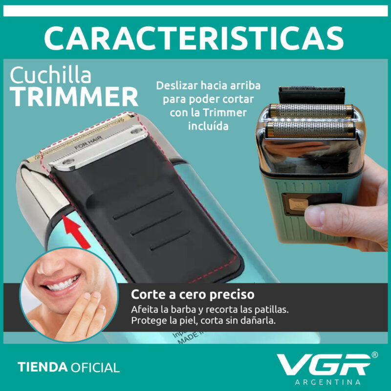 Rasuradora VGR V-357 Patillera 2en1 Impermeable - Imagen 4