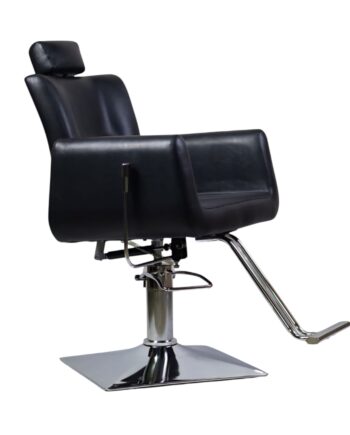 Sillón hidráulico negro bordes rectos con apoyacabeza