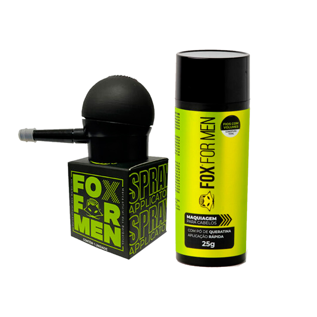 Kit de Fibras Capilares + Aplicador FOX FOR MEN CABELLOS MOROCHOS