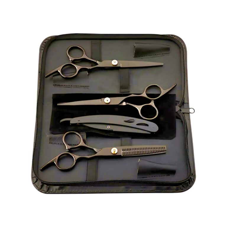 Kit profesional de Tijeras + Navaja NEGRAS