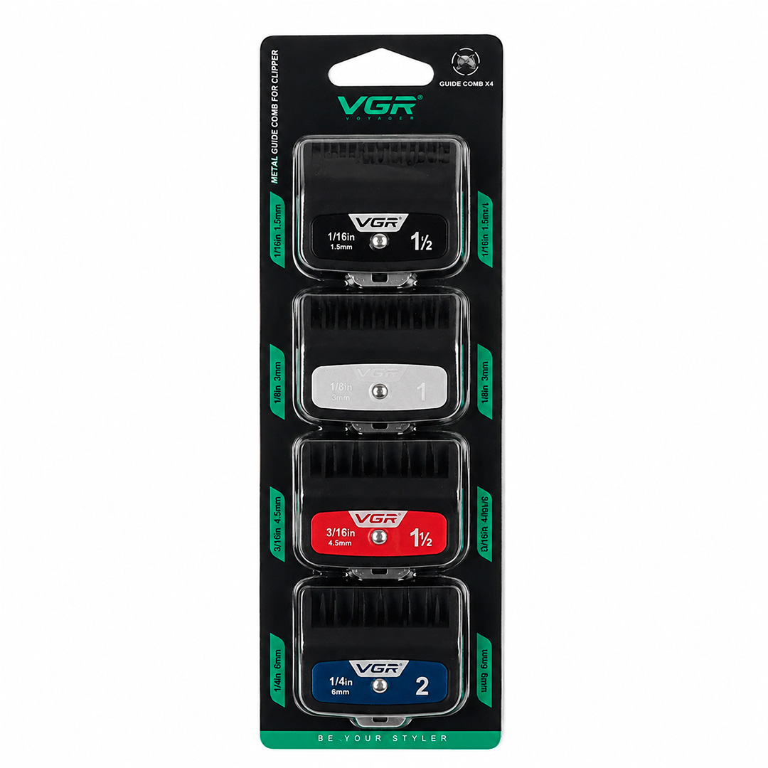 Set de Peines Guía Metálicos VGR x4 para Máquinas de Corte | 1,5 mm, 3 mm, 4,5 mm y 6 mm