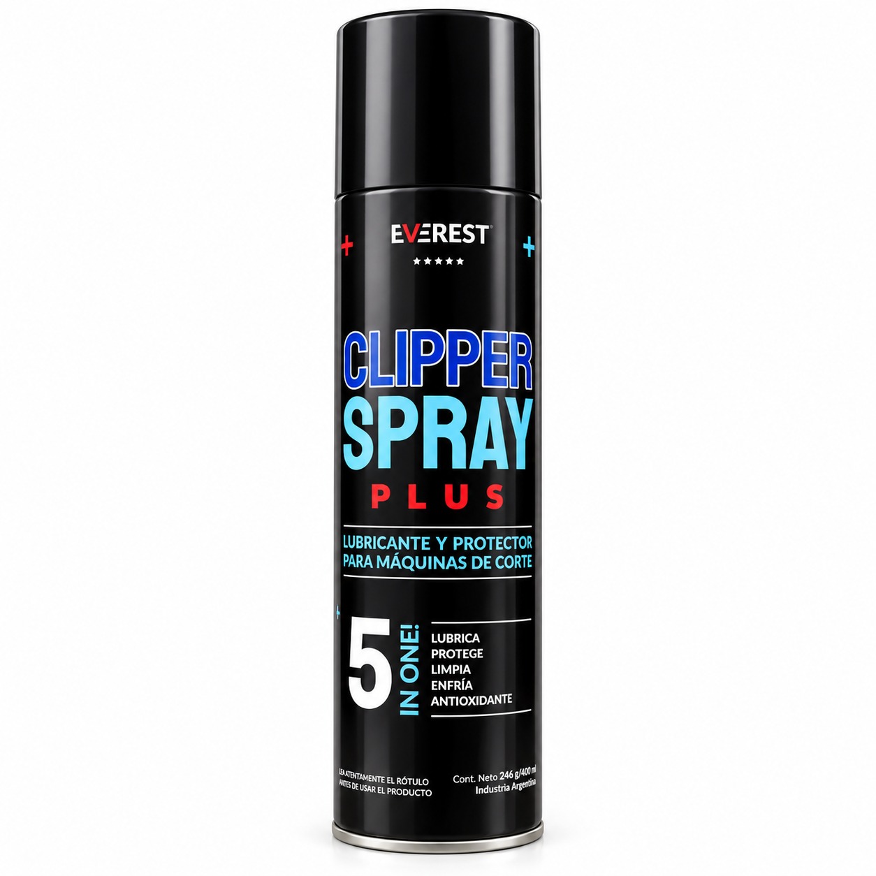 Everest Clipper Spray Aerosol Plus 5 en 1 – Lubricante y Protector para Máquinas de Corte 400 ml